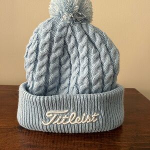 Titleist Light Blue Cable Knit Hat with Pom-Pom